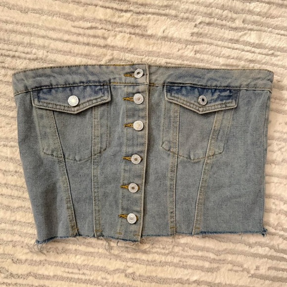 Tops - Denim Corset Button-Up Top